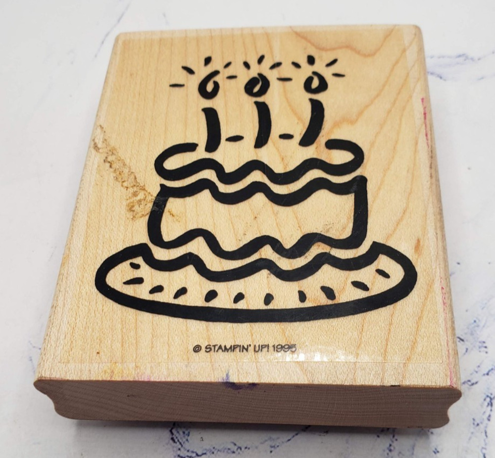Stampin Up! Bold Birthday Cake Wood Mounted Rubber Stamp